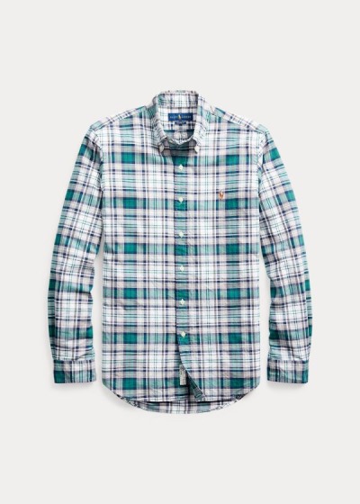 Camisa Oxford Polo Ralph Lauren Hombre Grises / Verdes Multicolor - Classic Fit Plaid - WXJCO6318